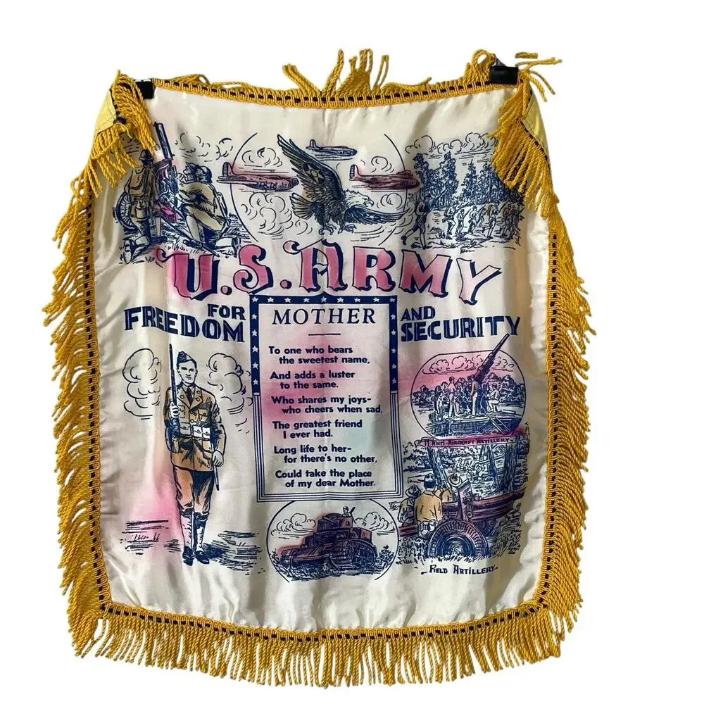 WWI US Army Mom Tribute Pillow Cover Antique Military Memorabilia History